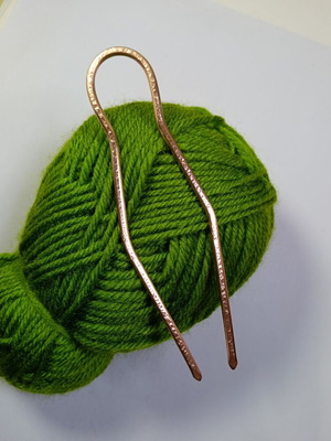 Wavy Hair Fork handmade, new, copper, 12 cm
