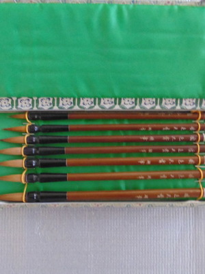 Κινεζικά πινέλα καλλιγραφίας καινούργια, σε πολυτελή κασετίνα, σετ 7 τεμαχίων
