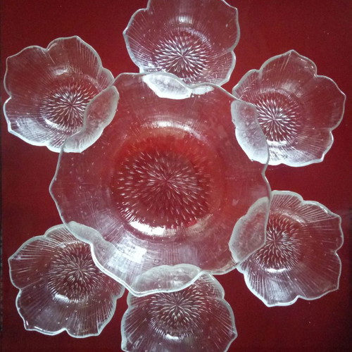 Ice cream - fruit salad set Arcoroc France Lotus vintage