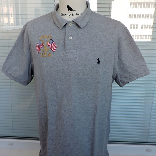 Ralph Lauren Polo Shirt Mens Short Sleeve Custom Fit Golf XL like new, gray
