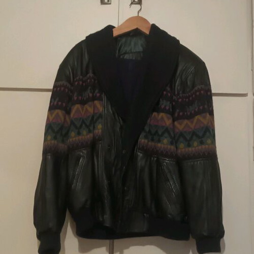 Men's leather napa jacket Italian like new, black, size L