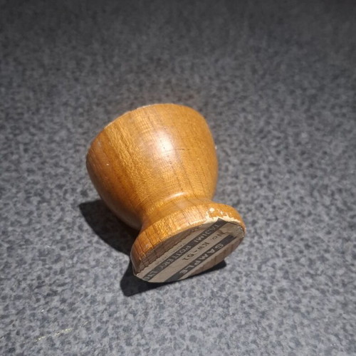 Vintage wooden egg cup Tajimi Pottery Ltd sample Japan