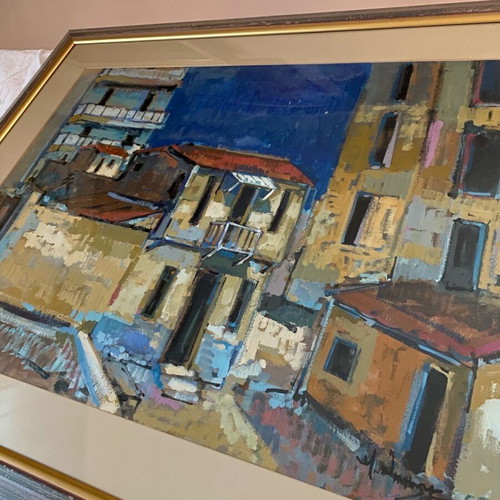 Manos Nakos oil painting in high-quality handmade frame