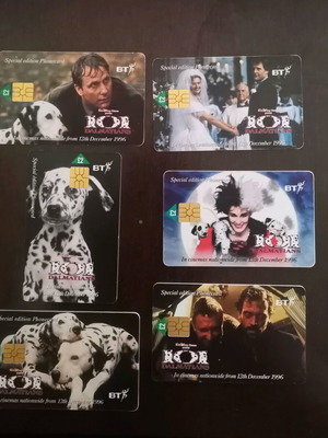 Set of English phone cards used