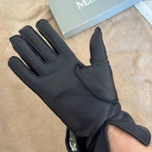 Max Mara gloves new, blue, leather with wool lining