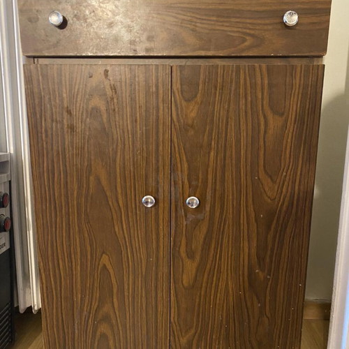 Vintage brown wood multipurpose cabinet and shoe rack