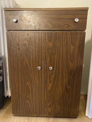 Vintage brown wood multipurpose cabinet and shoe rack