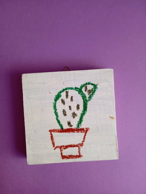 Oil pastel painting on wood 10x10cm like new
