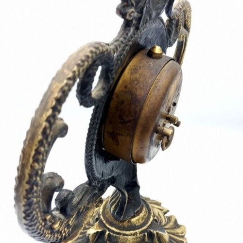 Vintage Blessing used mechanical table clock with 2 dragons