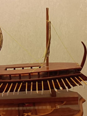 Handmade collectible wooden trireme ship new