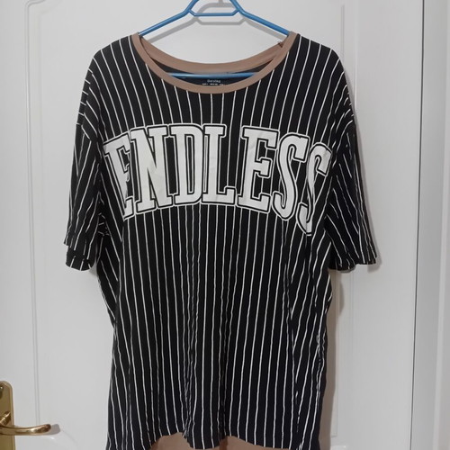 Bershka men's short-sleeve cotton t-shirt L/XL like new, black and beige
