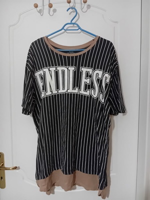 Bershka men's short-sleeve cotton t-shirt L/XL like new, black and beige