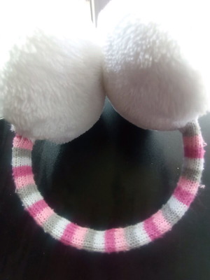 Παιδικά προστατευτικά αυτιά ριγέ ροζ λευκό γκρι αχρησιμοποίητα