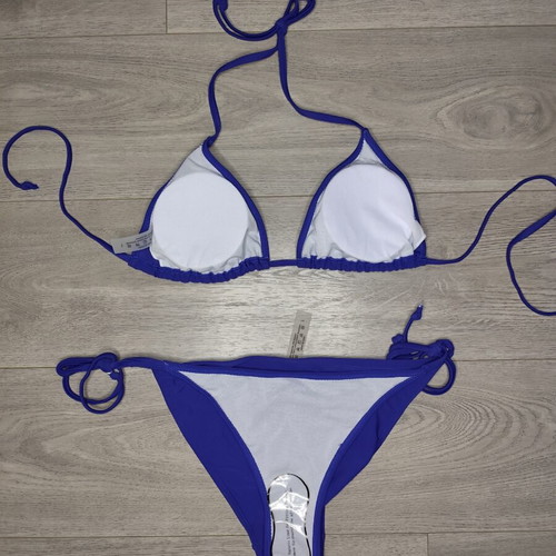 Bikini set size L new, vibrant blue with adjustable ties
