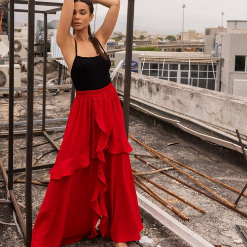Raxevsky red maxi skirt new, size L
