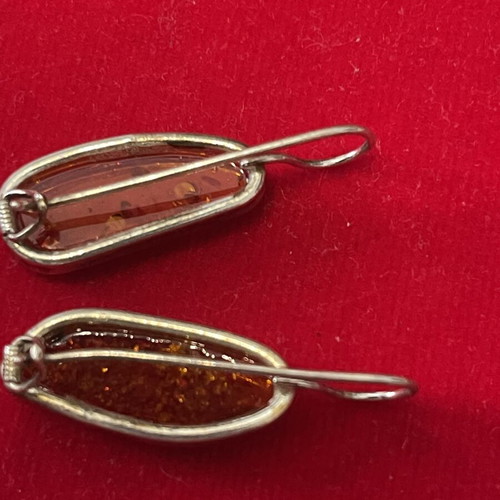 Silver 925 jewelry set with amber, used, ring size 58