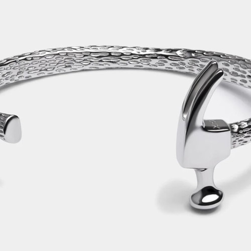 Elegatto Hammer Cuff Bracelet new, silver stainless steel