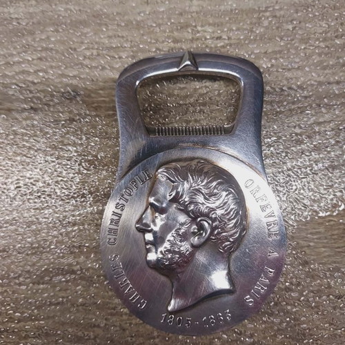 Christofle bottle opener like new, silver plated