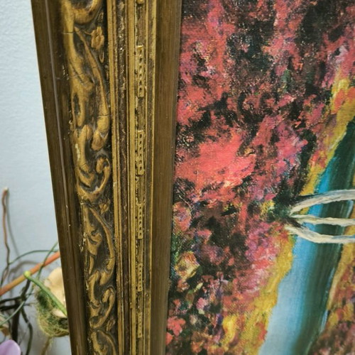 Oil painting 120x60 with wooden frame and frame damages