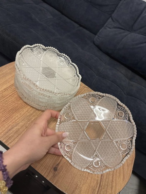 Crystal dessert plates set of 6, excellent condition