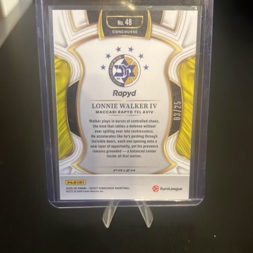 Lonnie Walker IV Select Maccabi Tel Aviv Euroleague card new