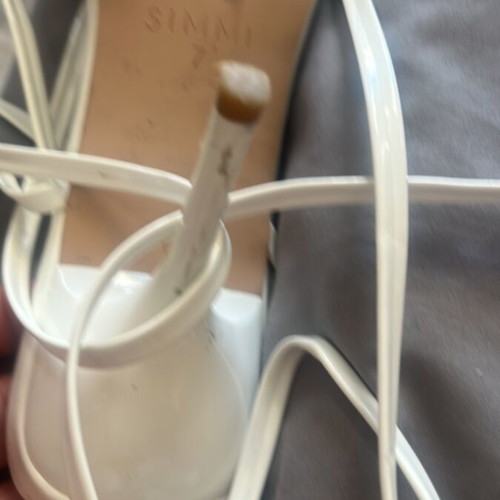 Simmi London white sandals with ankle straps and square toe, used