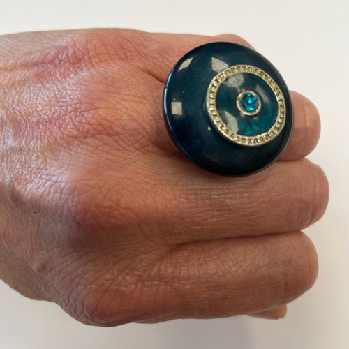 Adjustable Ring Eye Design Blue and Green Shades like new