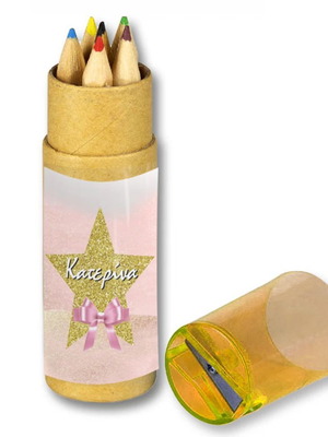 Asteraki Colored Pencils 10pcs in Kraft Box with Sharpener and Name