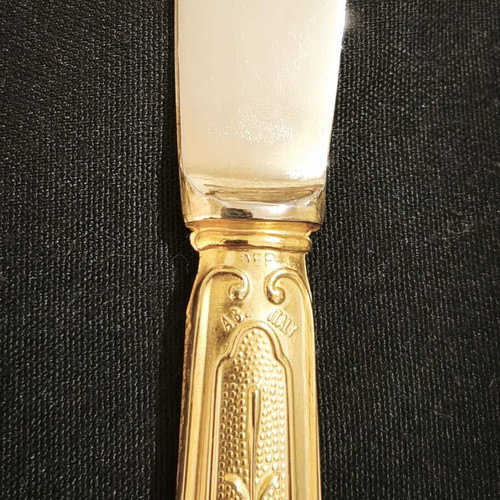 Vintage silver dessert set gold plated, like new