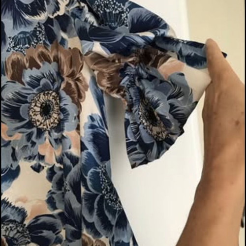Satin shirt new with ruffle design, size M