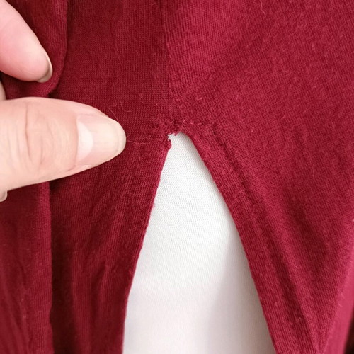 Bershka women's burgundy long-sleeve blouse with neck cord used