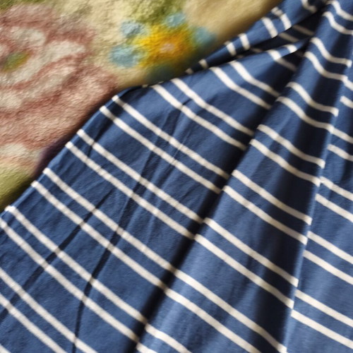 Striped long dress with side slits like new, blue and white