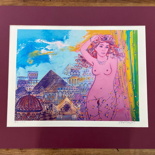 G. Stathopoulos silk screen printing with passepartout like new