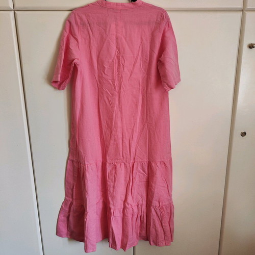 Zara Linen Midi Dress New with Tags, Pink Fuchsia, Size M