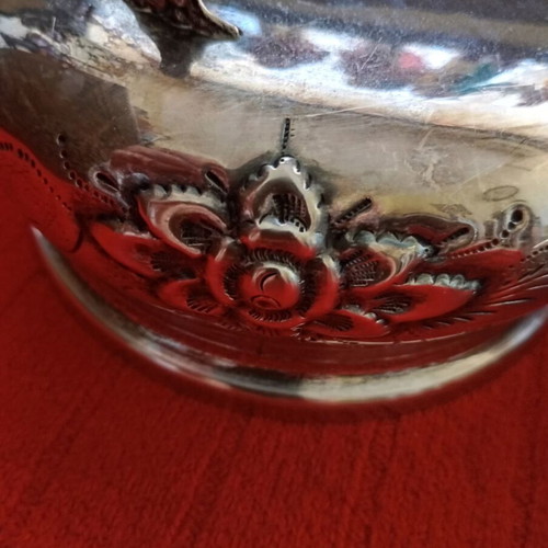 Vintage Silver-Plated Jewelry Box used with embossed floral motif