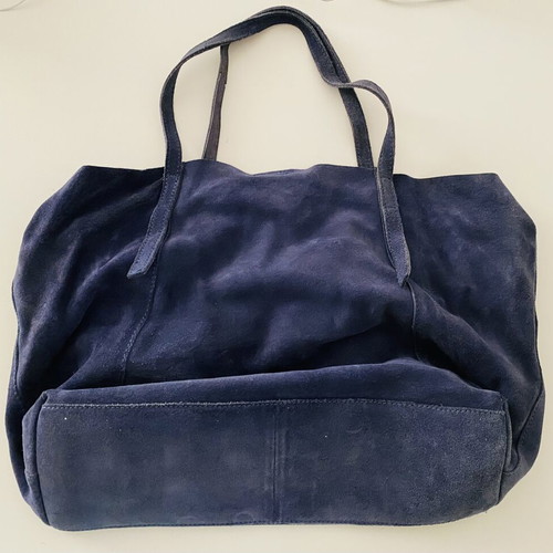 Mango blue suede shoulder bag like new, genuine leather
