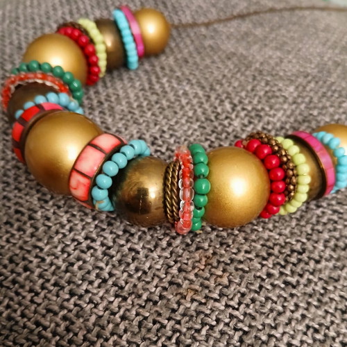 Long colorful necklace like new, boho style, 72cm+6cm extension