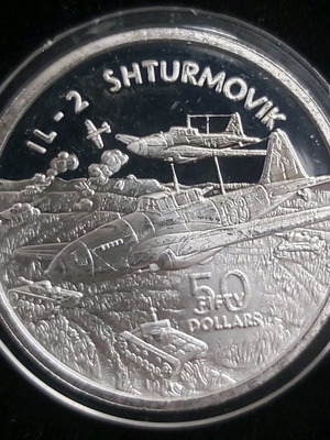 50 Dollars Marshall 1991 Proof Silver like new, 1oz .999 silver