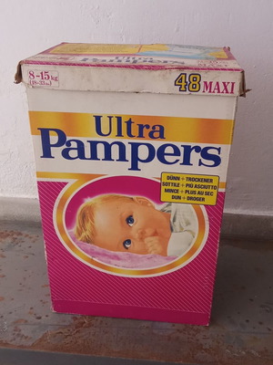 Συλλεκτικό κουτί Pampers μεταχειρισμένο, κόκκινο ΠΑΣΟΚ Κοσκωτά 1980