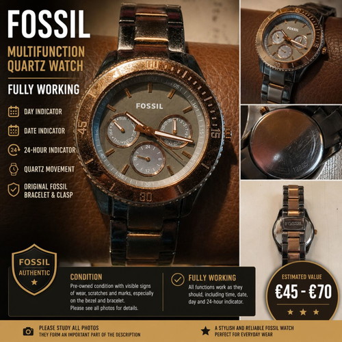Fossil Multifunction Quartz Watch used, two-tone, women's