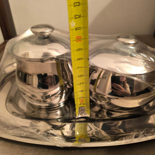 Silver-plated serving containers set with tray new