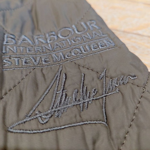 Barbour International Steve McQueen Quilted Moto Jacket XL like new, olive green