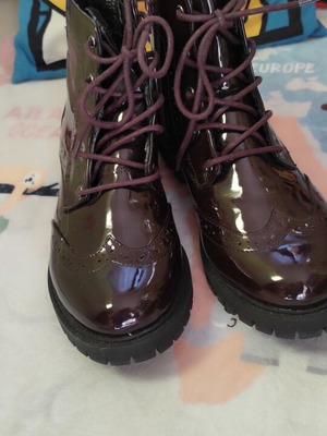 Μποτάκια Vero Moda λουστρίνι μπορντό 38 καινούργια