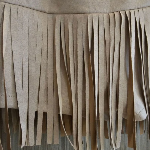 Skirt with fringes and built-in shorts, new, beige brown