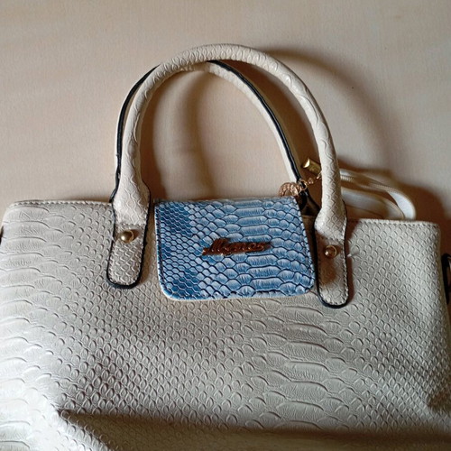 White bag with blue detail like new