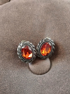 Clip earrings like new, orange and silver