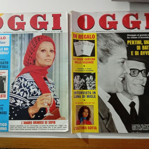 OGGI magazines 2 used issues with Sophia Loren and Sandro Petrini