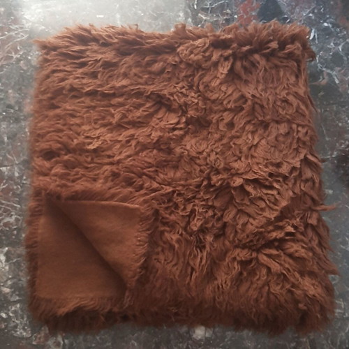 Handmade traditional flokati rug 1.90 x 1.90 chocolate brown