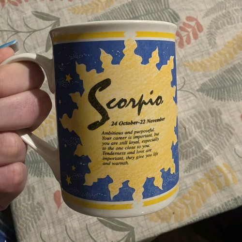 Vintage Scorpio mug used from Royal Norfolk with Scorpio zodiac sign