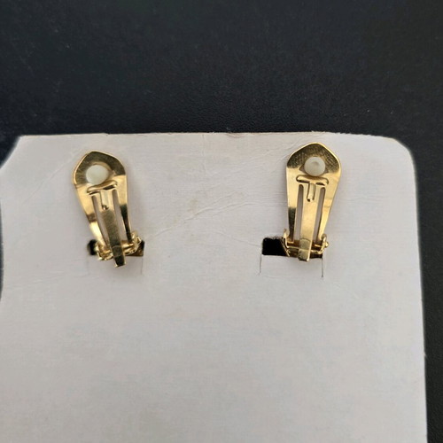 Metal earrings gold with pearls and clip-on new